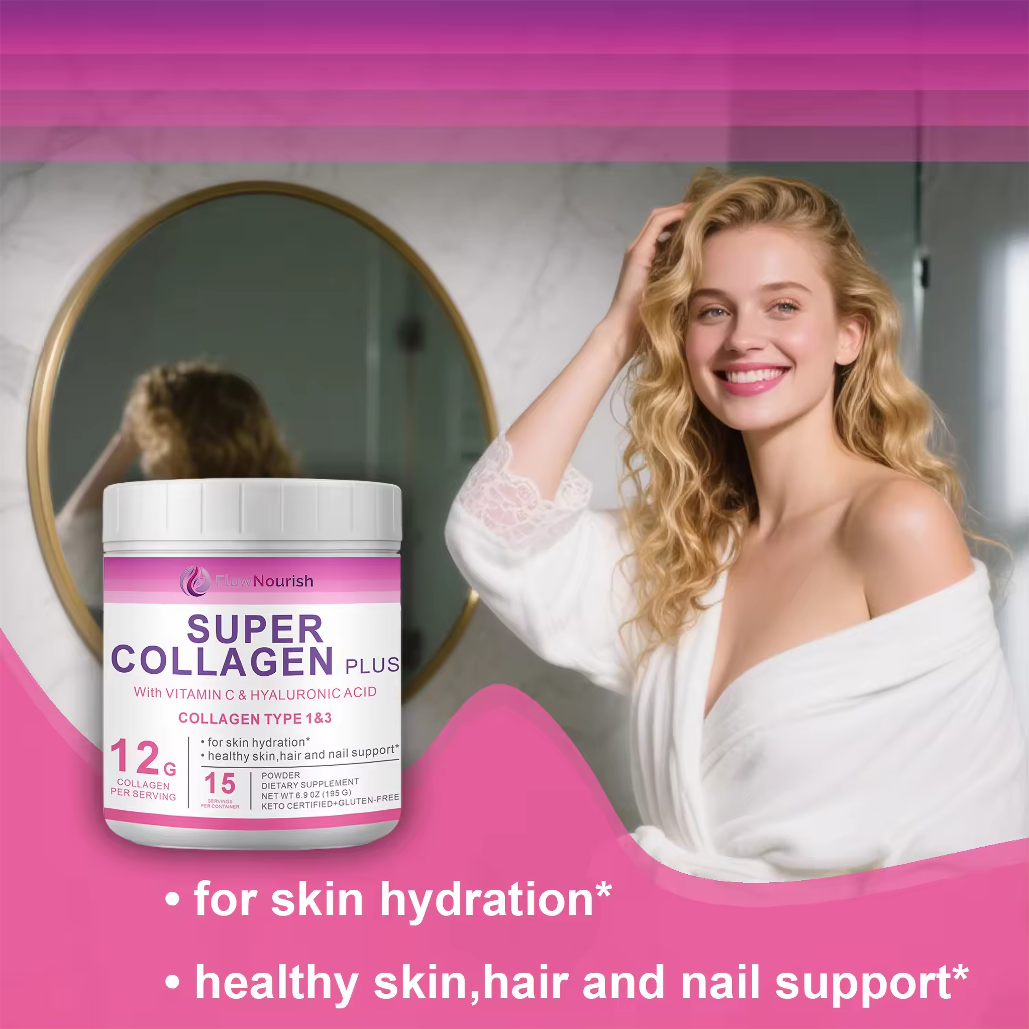 Super Collagen Powder – Type I & III with Vitamin C + Hyaluronic Acid